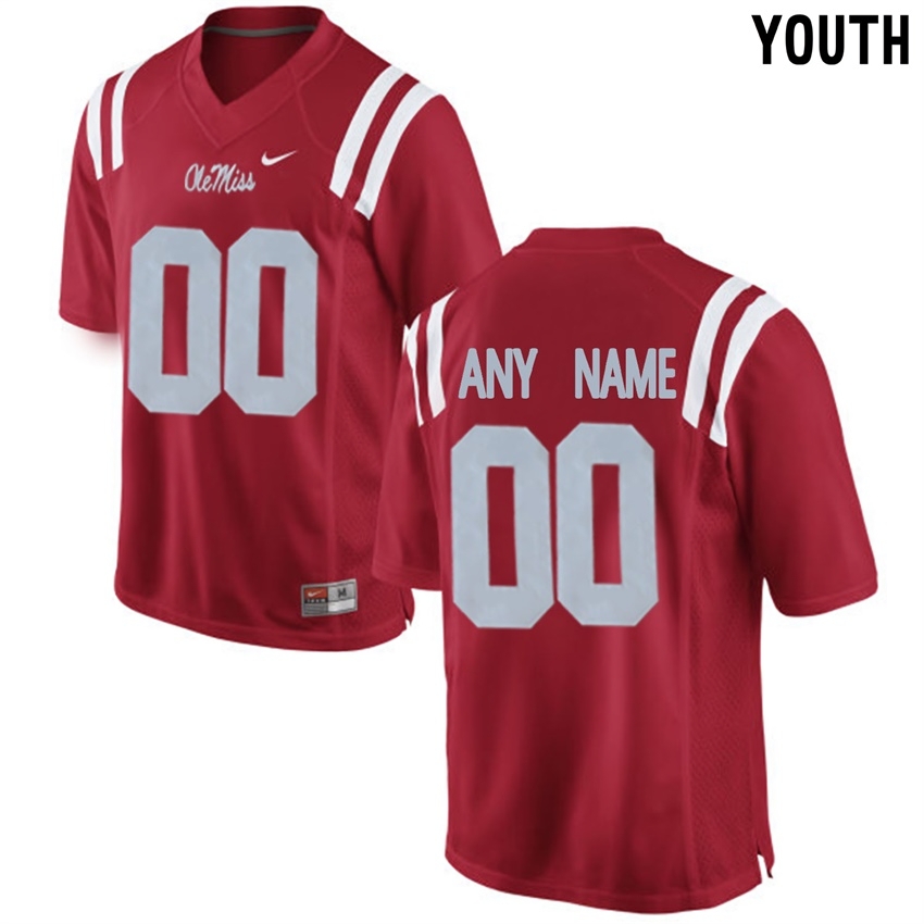 Custom Ole Miss Rebels NCAA Youth Red #00 Stitched Limited College Football Jersey TYO8158DB